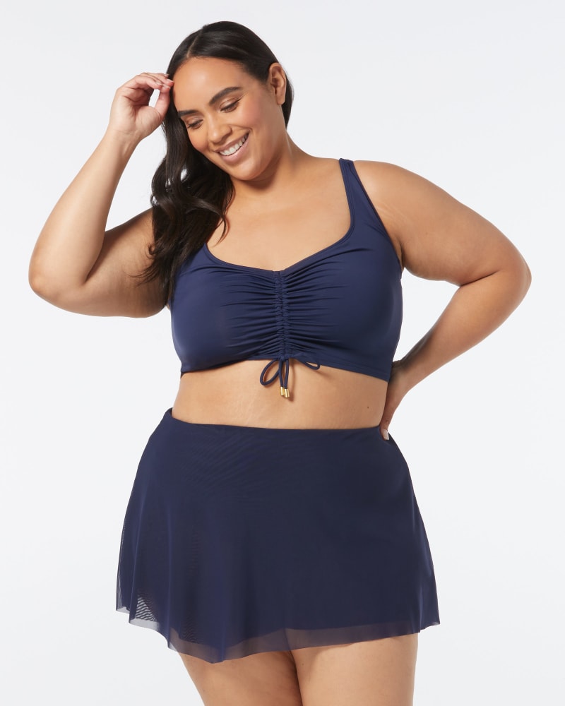 Front of a model wearing a size 36E ELEVATE BIKINI TOP in NAVY CAPTAIN by Coco Reef. | dia_product_style_image_id:332763